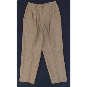 Preston & York Plaid Women's Earth Tones Wool Blend Lined Slacks Pants Size 12